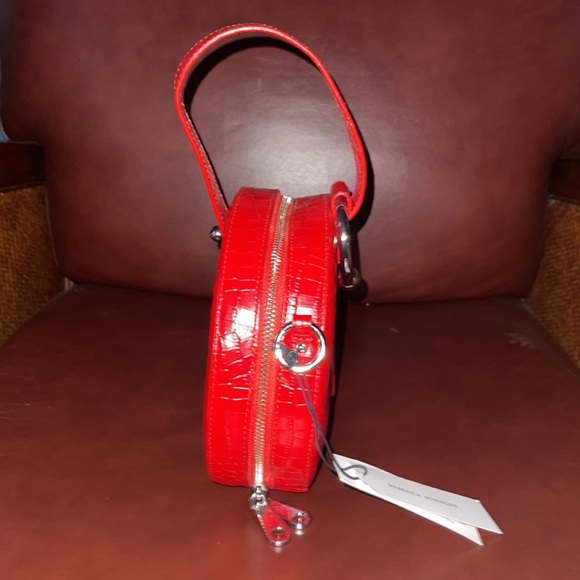 Rebecca Minkoff Kate Circle Bag Crocodile Embossed Leather In Red - Picture 3 of 8